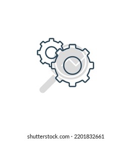 icono de la línea de engranajes. Ilustración de elemento simple.  diseño del símbolo de contorno del concepto de engranaje.