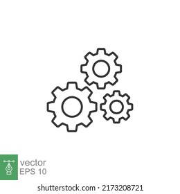 Gear line icon. Simple outline style. Two, three, technology, service, wheel concept. Vector illustration isolated on white background. EPS 10