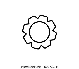 Icono de la línea de engranajes. Símbolo vectorial en estilo plano y moderno sobre fondo blanco. Canto web para diseño.