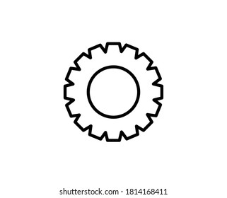 Icono de la línea de engranajes. Símbolo vectorial en estilo plano y a la moda sobre fondo blanco. Canto web para diseño.