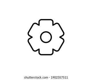 Symbol der Zahnradlinie. Vektorsymbol im trendigen, flachen Stil auf weißem Hintergrund. Websingen für Design.