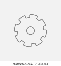 Icono de línea de engranaje para web, móvil e infografía. Icono vector de gris oscuro aislado en fondo gris claro.