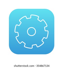 Icono de línea de engranaje para web, móvil e infografía. Icono de blanco vector en el cuadrado de gradiente azul con esquinas redondeadas aisladas en fondo blanco.