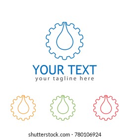 Gear line logo vector, with water icon