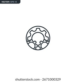 Engrenagem, sinal de estilo linear para conceito móvel e web design. Símbolo, ilustração de logotipo. Gráficos de vetor perfeitos com pixel