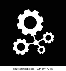 Gear link connection logo design template, teamwork in industry concept - Vector