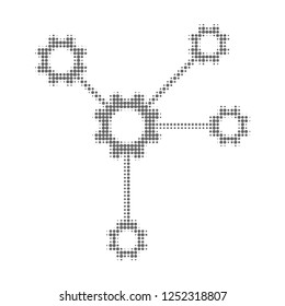 Gear links halftone dotted icon. Halftone pattern contains circle dots. Vector illustration of gear links icon on a white background.