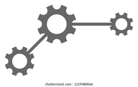 Gear links icon on a white background. Isolated gear links symbol with flat style.