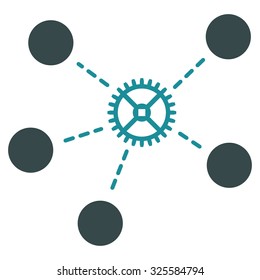 Gear Links vector icon. Style is bicolor flat symbol, soft blue colors, rounded angles, white background.