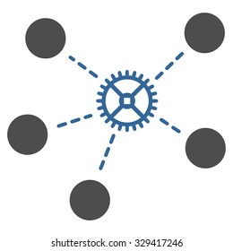 Gear Links vector icon. Style is bicolor flat symbol, cobalt and gray colors, rounded angles, white background.