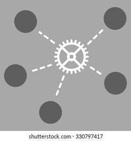Gear Links vector icon. Style is bicolor flat symbol, dark gray and white colors, rounded angles, silver background.