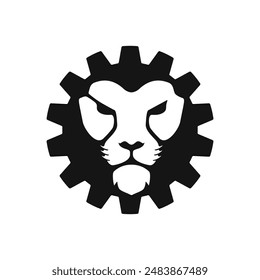 Gear And Lion Logo Design vector icon template