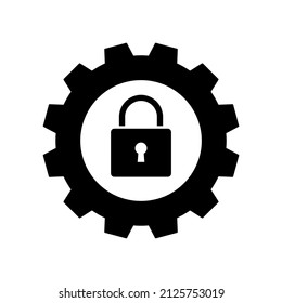 gear and lock flat style icon