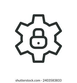 Gear lock isolated icon, lock parameters vector icon with editable stroke