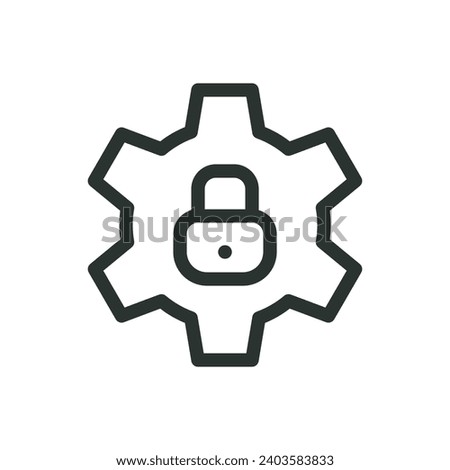 Gear lock isolated icon, lock parameters vector icon with editable stroke