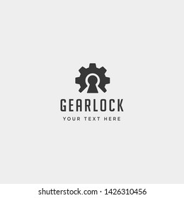gear lock logo design protect industry vector icon