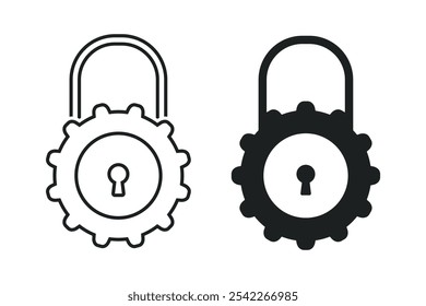 Icono del sistema de bloqueo del engranaje. Vector de ilustración