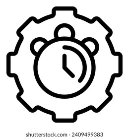 Gear lock time icon outline vector. Balance scale justice. Societal linear law vision