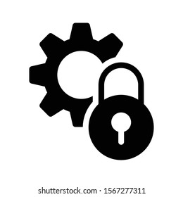 gear lock vector glyph flat icon 