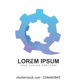 gear logo with chat symbol vector icon Sign illustration in white background isolated