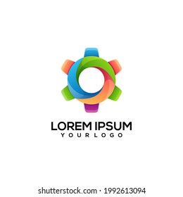 Gear logo colorful illustration vector