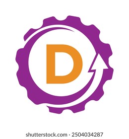 Gear Logo combine with letter D vector template