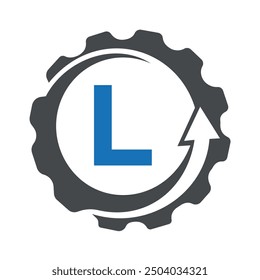 Gear Logo combine with letter L vector template