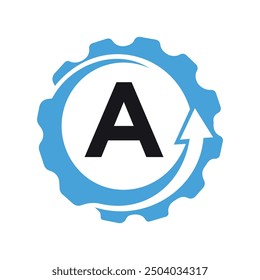 Zahnrad Logo kombinieren mit Buchstabe A Vektor Vorlage