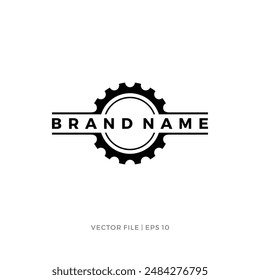Gear logo design with brand name in the middle