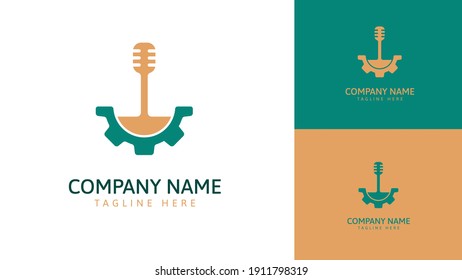 Gear logo design combined with mic. Vector