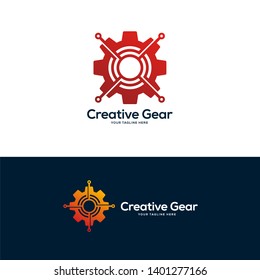 gear logo design concept, service logo design template, tech logo design