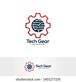 gear logo design concept, service logo design template, tech logo design