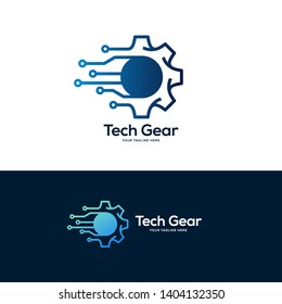 gear logo design concept, service logo design template, tech logo design	