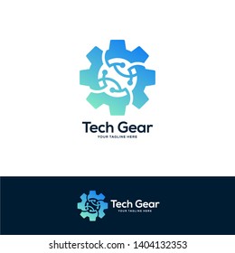 gear logo design concept, service logo design template, tech logo design	