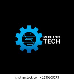 gear logo design and electro circuit. logo for technology company
