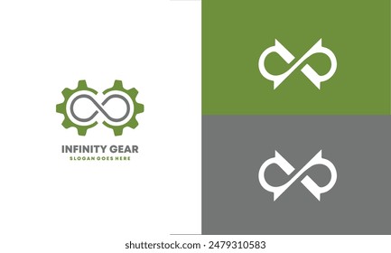 Gear Logo design, gear with infinity icon and multiple color combination, gear design logo template, vector illustration EPS10