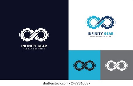 Gear Logo design, gear with infinity icon and multiple color combination, gear design logo template, vector illustration EPS10