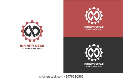 Gear Logo design, gear with infinity icon and multiple color combination, gear design logo template, vector illustration EPS10