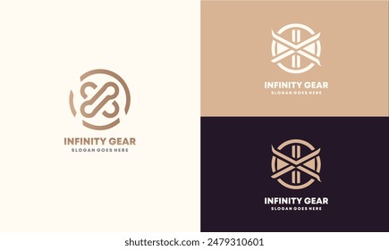Gear Logo design, gear with infinity icon and multiple color combination, gear design logo template, vector illustration EPS10