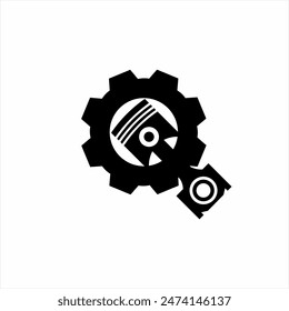 Gear logo design with piston in Q letter concept.