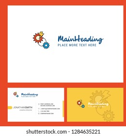 Gear Logo design with Tagline & Front and Back Busienss Card Template. Vector Creative Design