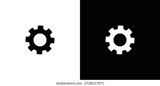 Plantilla de diseño de logotipo de engranaje con esquema de color blanco y negro