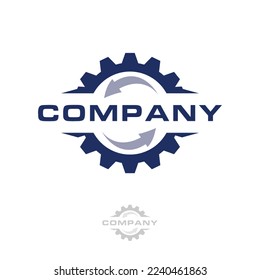 Gear logo emblem design template, recycle icon vector design