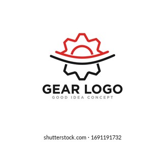 Vector de diseño del icono del logotipo del engranaje