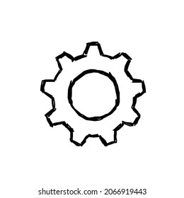 Gear logo icon sign Hand drawn ink sketch Working smoothly teamwork industry motion concept Decorative element Modern design Mechanical style Fashion print clothes apparel greeting invitation card ad