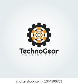 gear logo. industrial business company sign or symbol technology, teamwork, factory icons, connections, mechanical engineering, machinery, vector illustration elements.