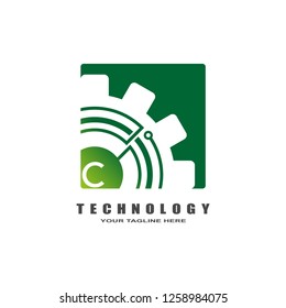 Gear logo, industrial emblem,sign,symbol,vector logo technology for business corporate, team work,factory icon, connection, mechanical engineering, machine, illustration element, C
