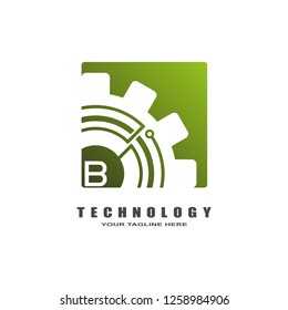 Gear logo, industrial emblem,sign,symbol,vector logo technology for business corporate, team work,factory icon, connection, mechanical engineering, machine, illustration element, B