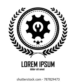 Gear logo with laurel wreath