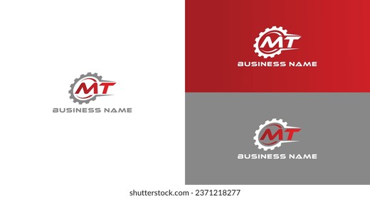 Gear Logo with letter MT designs Template Vector, Mechanic logo symbol, Logo symbol icon template